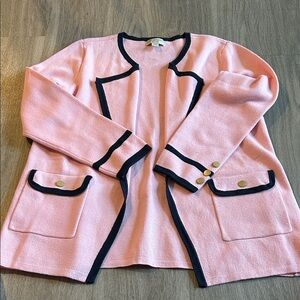 Appleseed's Blush Cardigan with Navy Accents